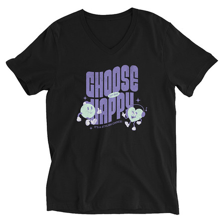[ID: 223-G369] Choose Happy (2) Unisex V-Neck Tee