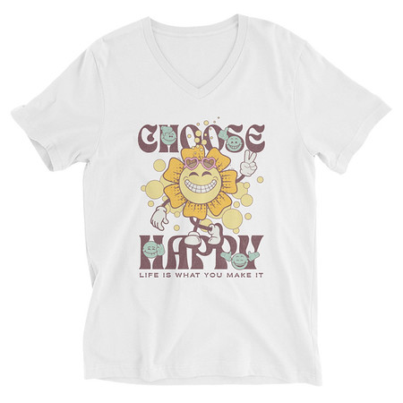 [ID: 223-G371] Choose Happy Unisex V-Neck Tee