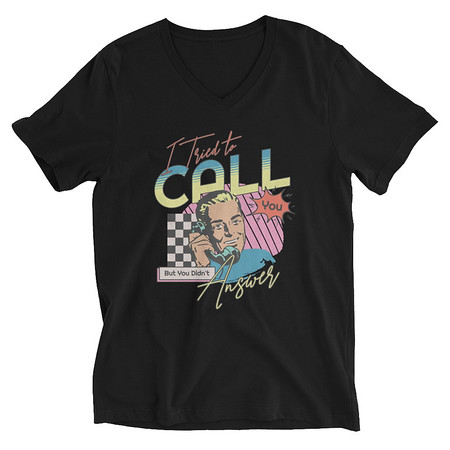 [ID: 223-G383] Classic Retro Illustrative Portrait Men Calling Unisex V-Neck Tee