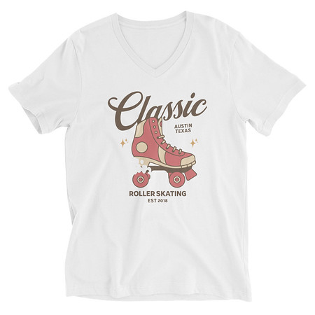 [ID: 223-G384] Classic Roller Skating - Sports Apparel Unisex V-Neck Tee