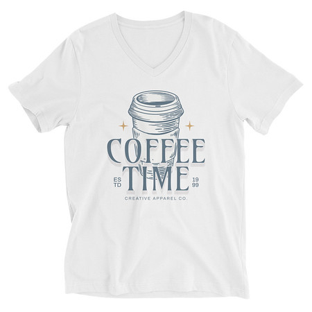 [ID: 223-G404] Coffee Time Unisex V-Neck Tee