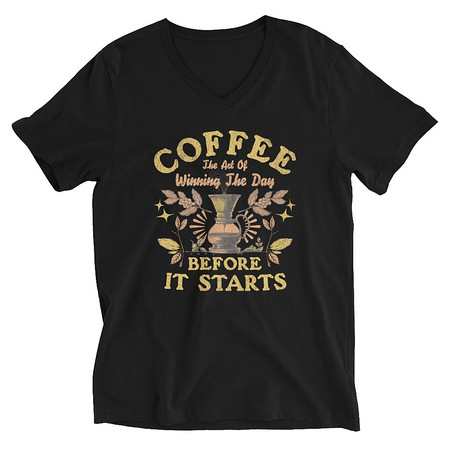 [ID: 223-G405] Coffee, The art of Winning The Day Unisex V-Neck Tee