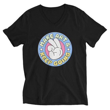 [ID: 223-G408] Colorful Fun Retro Style Badge Unisex V-Neck Tee