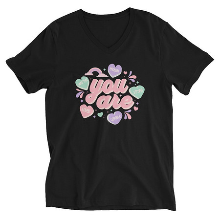 [ID: 223-G411] Colorful Self Love Affirmation - Heart Unisex V-Neck Tee