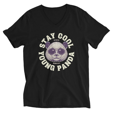 [ID: 223-G416] Cool Panda with Sunglasses -  Unisex V-Neck Tee