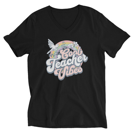 [ID: 223-G418] Cool Teacher Vibes Unisex V-Neck Tee