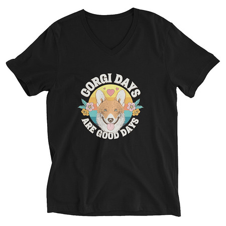 [ID: 223-G420] Corgi Days - Funny Animal Unisex V-Neck Tee