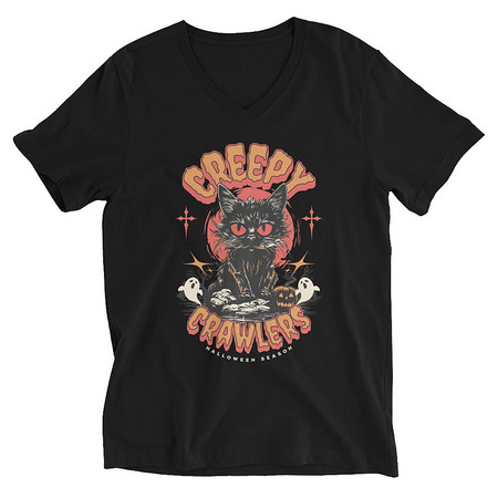 [ID: 223-G437] Creepy Crawlers Halloween Unisex V-Neck Tee