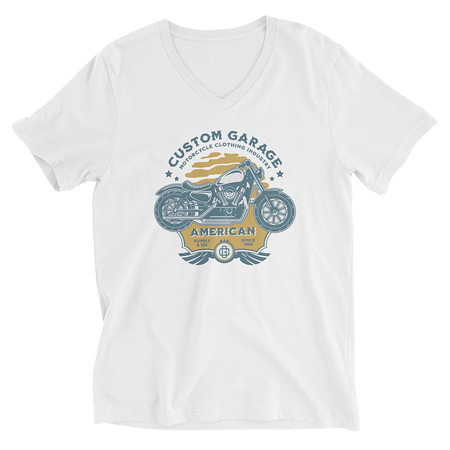 [ID: 223-G443] Custom Garage - Motorcycle Unisex V-Neck Tee