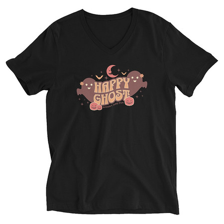 [ID: 223-G452] Cute Happy Ghost Unisex V-Neck Tee
