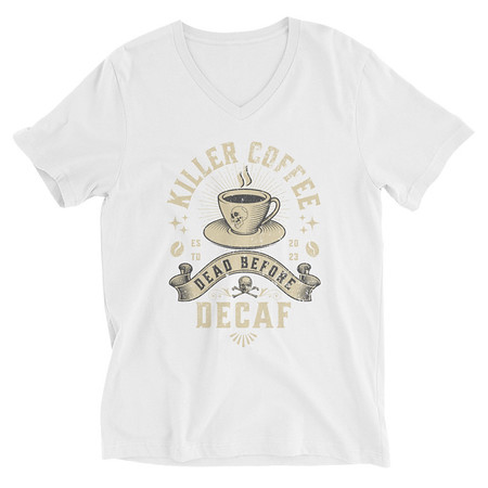 [ID: 223-G471] DEAD BEFORE DECAF Unisex V-Neck Tee