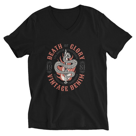 [ID: 223-G480] Death or Glory - Sword Snake Unisex V-Neck Tee