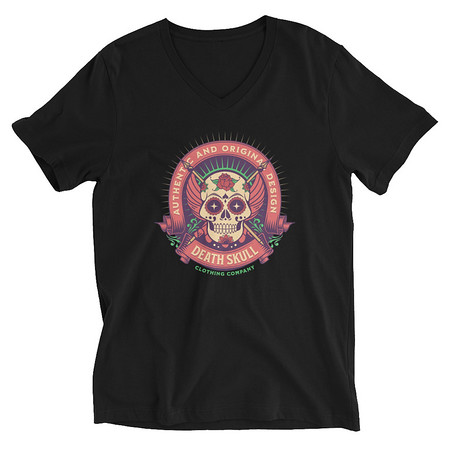 [ID: 223-G481] Death Skull - Badge  Unisex V-Neck Tee