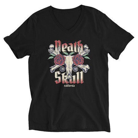 [ID: 223-G482] Death Skull - Flower Unisex V-Neck Tee