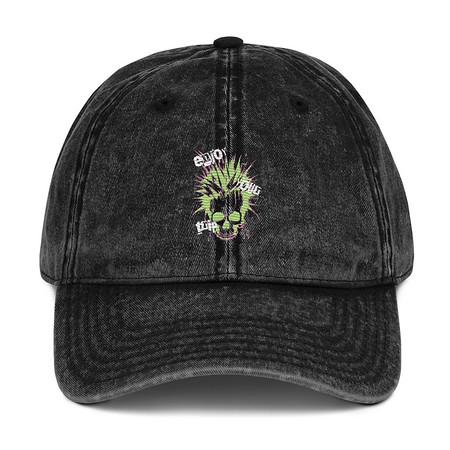 [ID: 327-G3] 'Enjoy Your Trip' Punk Skull Vintage Cap