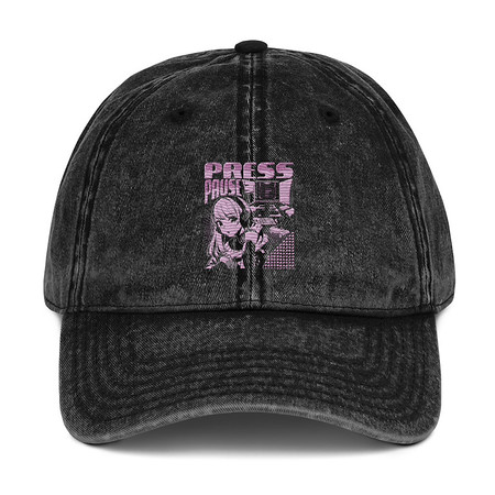 [ID: 327-G4] 'Press Pause' Anime Gaming Vintage Cap