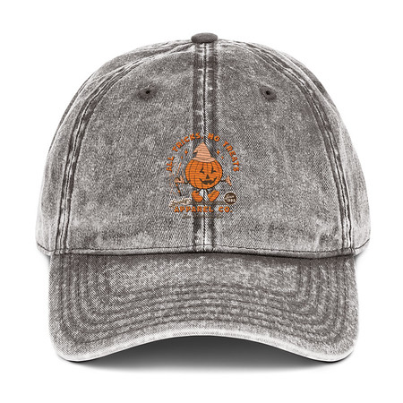 [ID: 327-G47] All Tricks No Treats - Pumpkin Mascot Vintage Cap