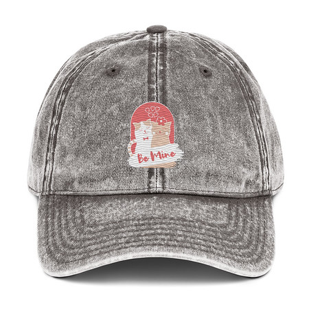[ID: 327-G157] Be Mine - Cute Cat Couple Vintage Cap