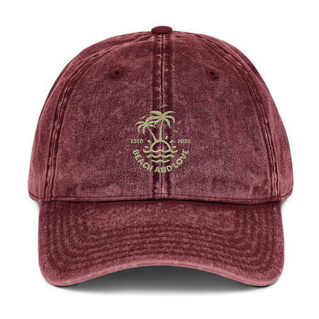 [ID: 327-G161] Beach and Love Vintage Cap