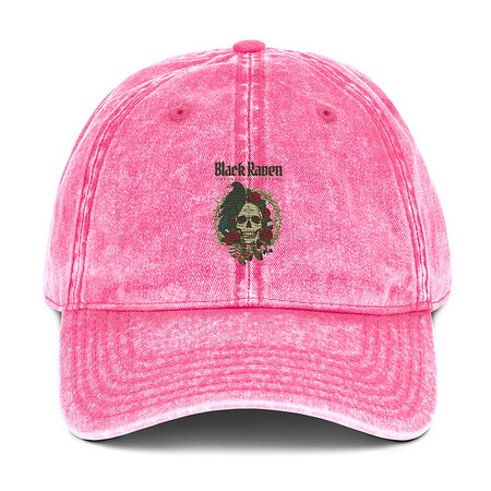 [ID: 327-G229] Black Raven Tattoo - Skull & Thorns Vintage Cap