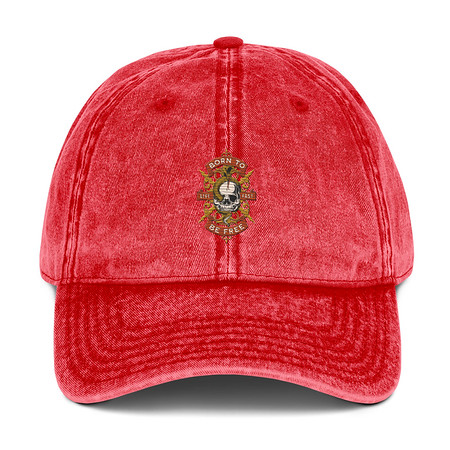 [ID: 327-G259] Born To Be Free - Skull Vintage Cap