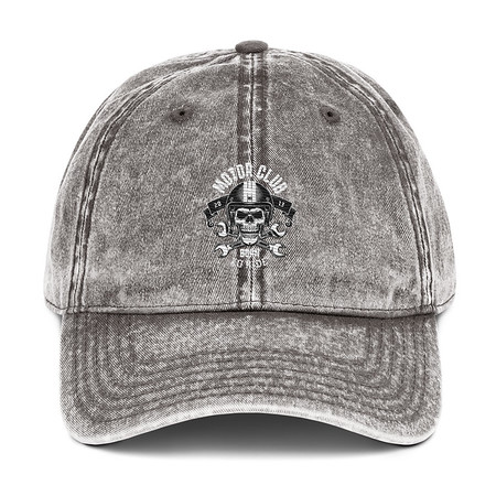 [ID: 327-G268] Born to Ride - Biker Club Skull  Vintage Cap