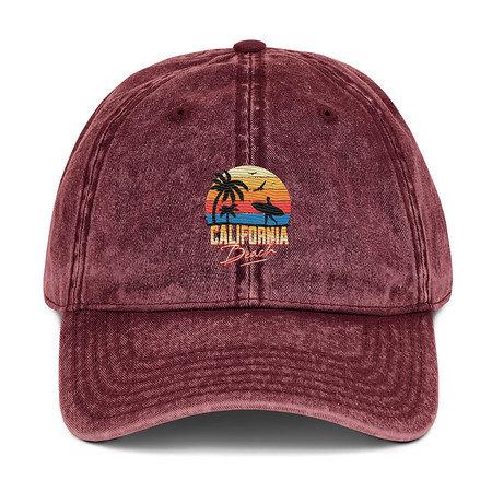 [ID: 327-G312] California Beach - Retro Surf Vintage Cap