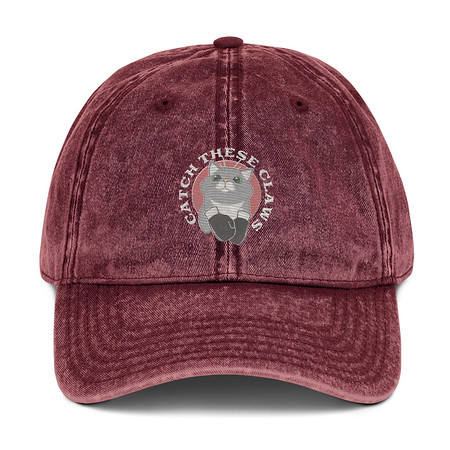[ID: 327-G344] Catch These Claws - Cute Cat Vintage Cap