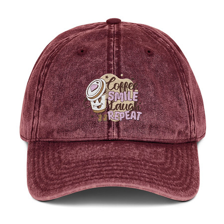 [ID: 327-G402] Coffee is Happiness - Retro Cartoon Mascot Vintage Cap