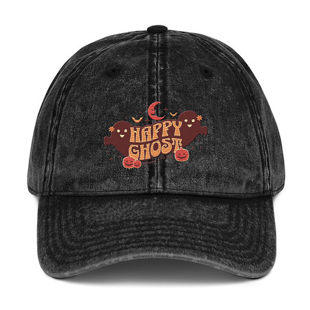 [ID: 327-G452] Cute Happy Ghost Vintage Cap