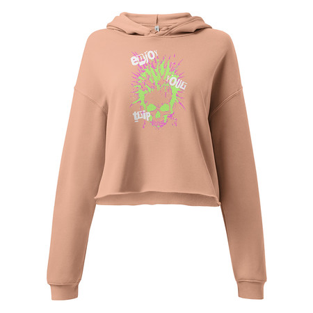[ID: 317-G3] 'Enjoy Your Trip' Punk Skull Women's Cropped Hoodie
