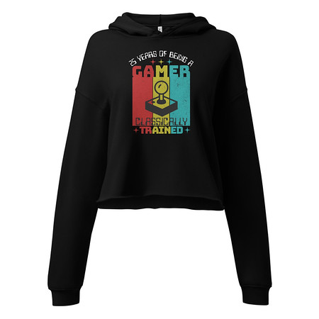 [ID: 317-G5] 25 Years of Being A Gamer Women's Cropped Hoodie