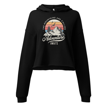 [ID: 317-G27] Adventure Await - Wilderness Camping Women's Cropped Hoodie