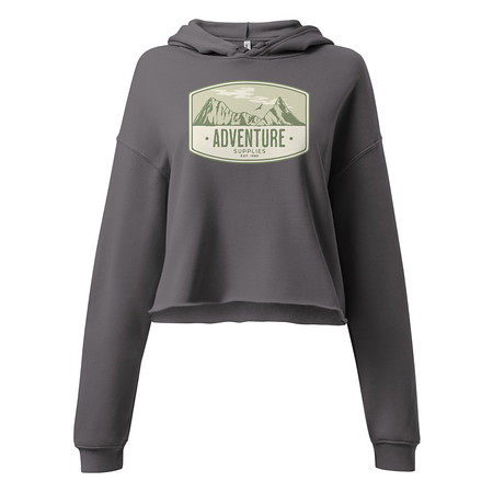 [ID: 317-G32] Adventure Supplies - Mountain Women's Cropped Hoodie