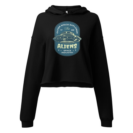 [ID: 317-G40] Aliens Outer Space Explorer - UFO Women's Cropped Hoodie