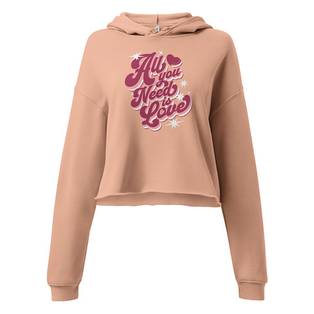[ID: 317-G50] All You Need is Love - Retro Valentines Day Women's Cropped Hoodie
