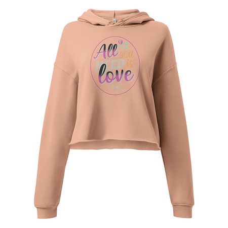 [ID: 317-G51] All you Need is Love - Valentines Day Women's Cropped Hoodie