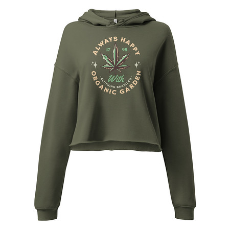 [ID: 317-G55] Always Happy - Cannabis Women's Cropped Hoodie