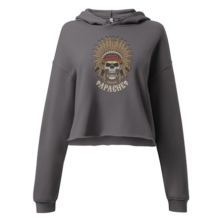 [ID: 317-G94] Apache Warriors - Indian Skull Women's Cropped Hoodie