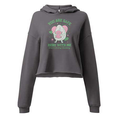 [ID: 317-G118] Avo Love - Typographic Cartoon Streetwear Women's Cropped Hoodie