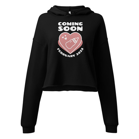 [ID: 317-G121] Baby Announcement - Feeding Bottle Women's Cropped Hoodie