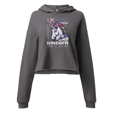 [ID: 317-G128] Bad Unicorn - Horse Women's Cropped Hoodie