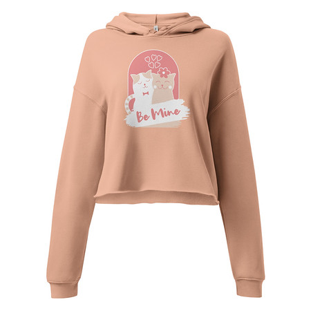 [ID: 317-G157] Be Mine - Cute Cat Couple Women's Cropped Hoodie