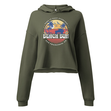 [ID: 317-G164] Beach Bum - Sunset Surfing Women's Cropped Hoodie