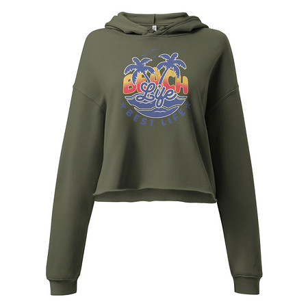 [ID: 317-G168] Beach Life Best Life Women's Cropped Hoodie