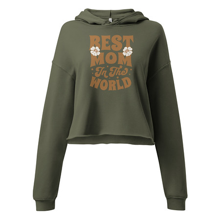 [ID: 317-G189] Best Mom in the World - Flowers Women's Cropped Hoodie
