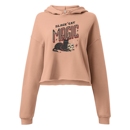 [ID: 317-G214] Black Cat Magic Women's Cropped Hoodie