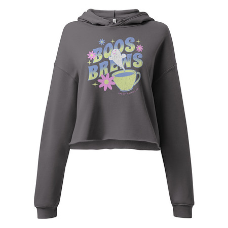 [ID: 317-G254] Boos + Brews - Halloween Women's Cropped Hoodie