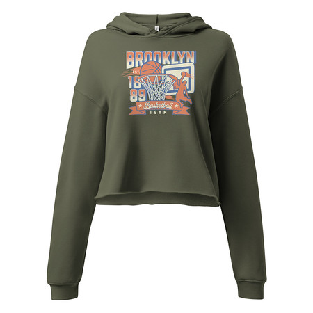 [ID: 317-G290] Brooklyn Basketball Team - Athletic Sports Women's Cropped Hoodie
