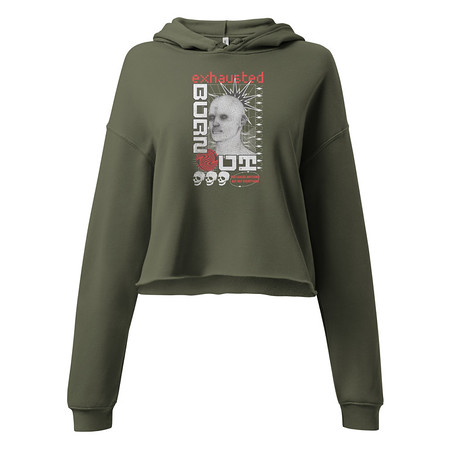 [ID: 317-G298] Burn Out - Futuristic 3D Head Women's Cropped Hoodie